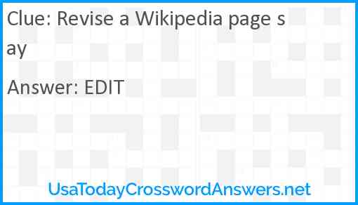 Revise a Wikipedia page say Answer