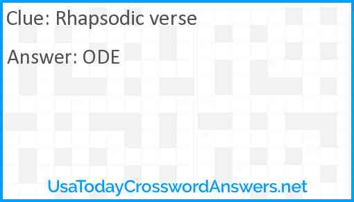Rhapsodic verse Answer