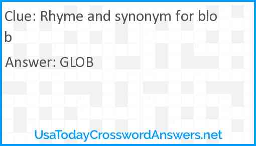 Rhyme and synonym for blob Answer