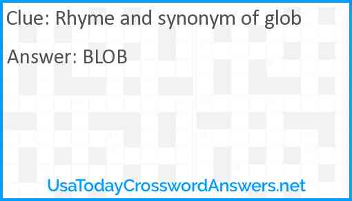 Rhyme and synonym of glob Answer