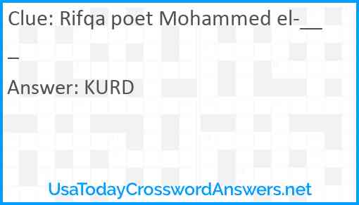 Rifqa poet Mohammed el-___ Answer