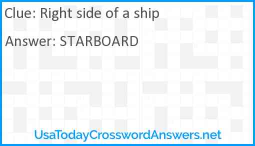 Right side of a ship Answer