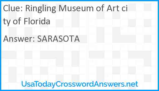 Ringling Museum of Art city of Florida Answer