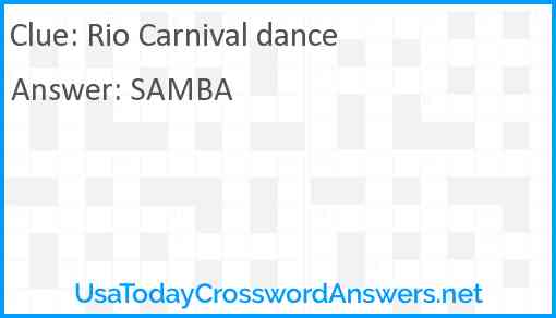 Rio Carnival dance Answer