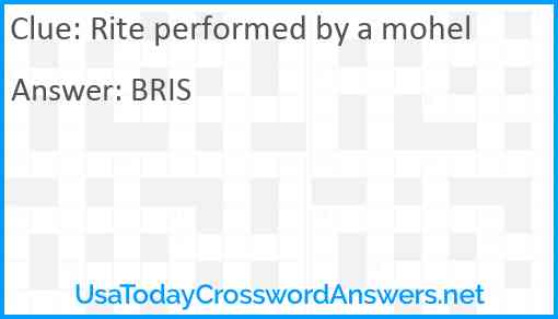 Rite performed by a mohel Answer