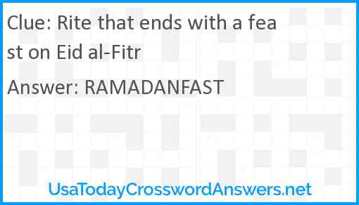 Rite that ends with a feast on Eid al-Fitr Answer