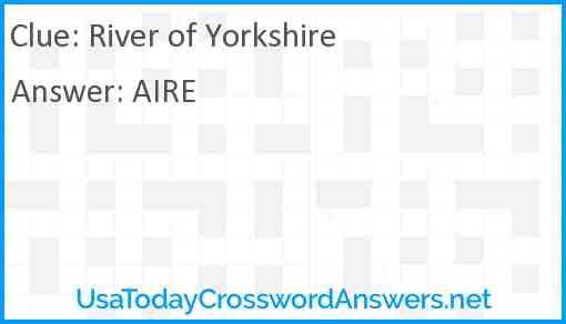 River of Yorkshire Answer
