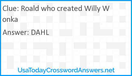 Roald who created Willy Wonka Answer