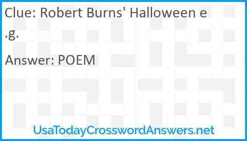 Robert Burns' Halloween e.g. Answer