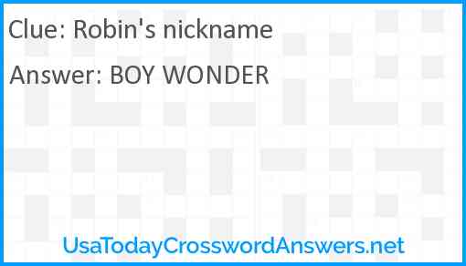Robin's nickname Answer