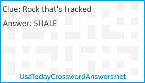 Rock that's fracked Answer