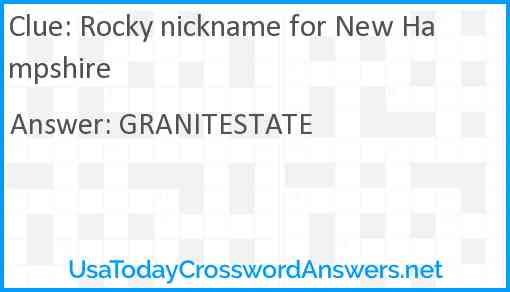 Rocky nickname for New Hampshire Answer
