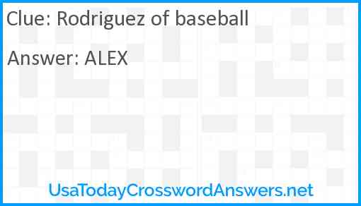 Rodriguez of baseball Answer