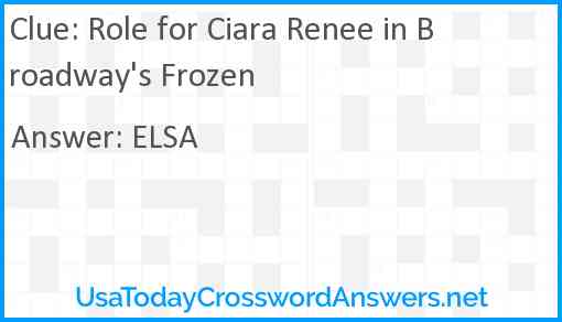 Role for Ciara Renee in Broadway's Frozen Answer