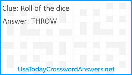 Roll of the dice Answer