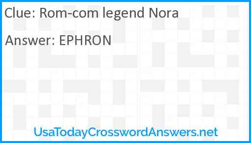 Rom-com legend Nora Answer