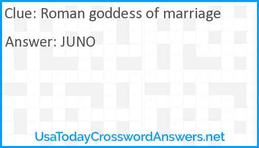 Roman goddess of marriage Answer