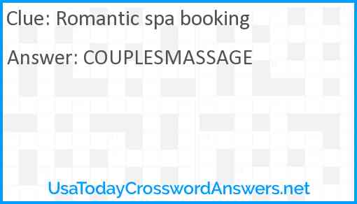 Romantic spa booking Answer