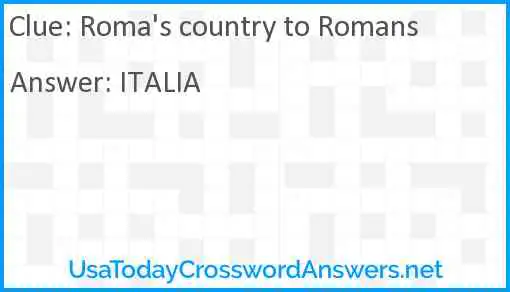 Roma's country to Romans Answer