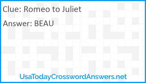 Romeo to Juliet Answer