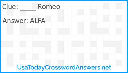 ____ Romeo Answer