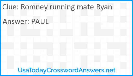 Romney running mate Ryan Answer