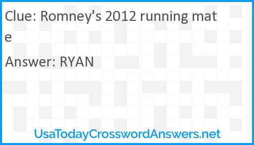 Romney's 2012 running mate Answer