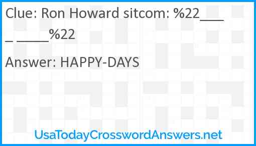 Ron Howard sitcom: %22____ ____%22 Answer