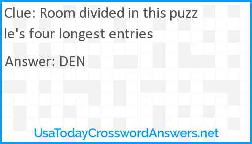 Room divided in this puzzle's four longest entries Answer