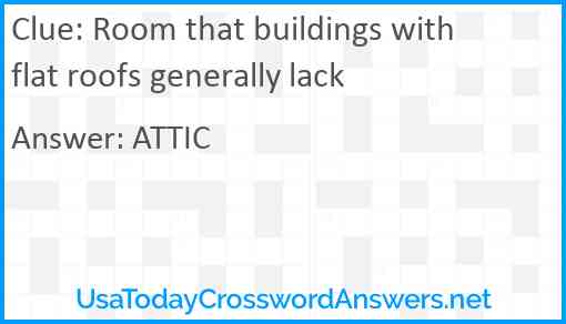 Room that buildings with flat roofs generally lack Answer