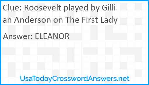 Roosevelt played by Gillian Anderson on The First Lady Answer