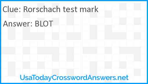 Rorschach test mark Answer