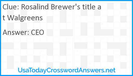 Rosalind Brewer's title at Walgreens Answer
