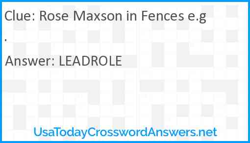 Rose Maxson in Fences e.g. Answer