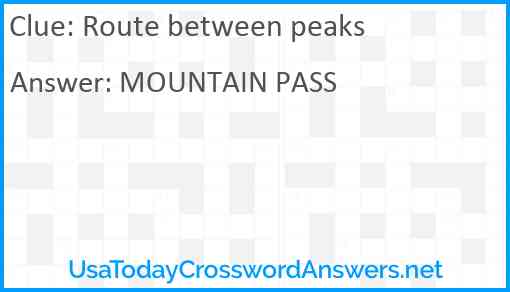 Route between peaks Answer