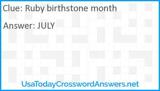 Ruby birthstone month Answer
