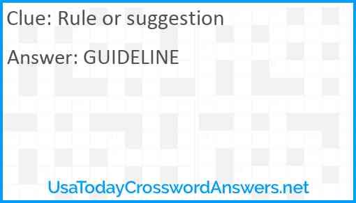 Rule or suggestion Answer