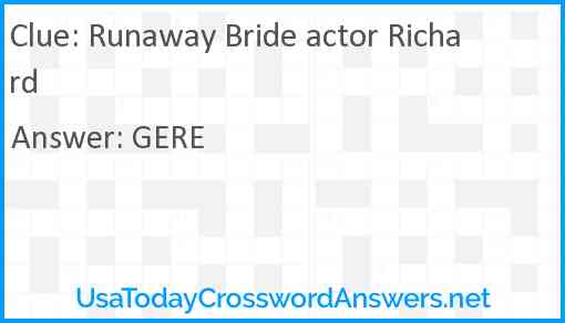Runaway Bride actor Richard Answer