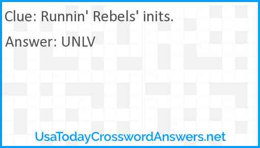 Runnin' Rebels' inits. Answer