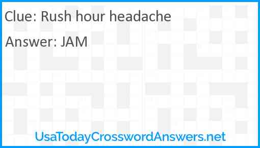 Rush hour headache Answer