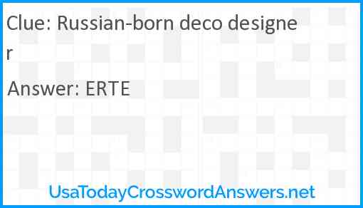Russian-born deco designer Answer