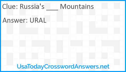 Russia's ___ Mountains Answer