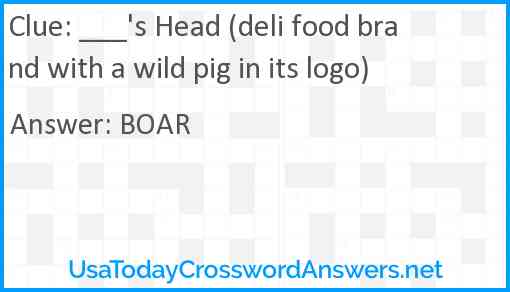 ___'s Head (deli food brand with a wild pig in its logo) Answer