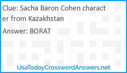 Sacha Baron Cohen character from Kazakhstan Answer