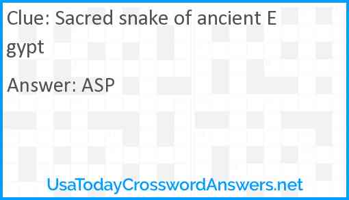 Sacred snake of ancient Egypt Answer