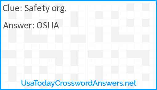 Safety org. Answer
