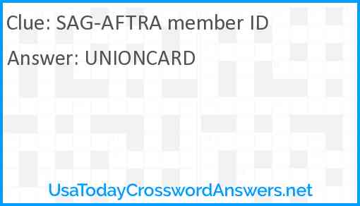 SAG-AFTRA member ID Answer