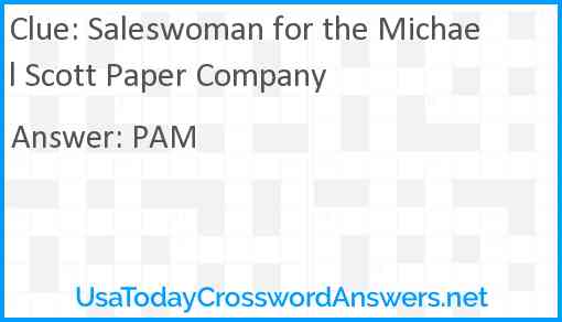 Saleswoman for the Michael Scott Paper Company Answer