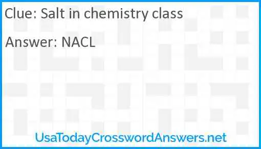 Salt in chemistry class Answer