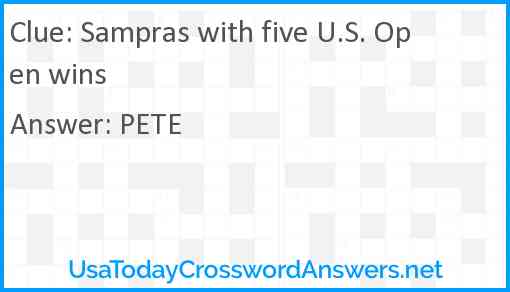 Sampras with five U.S. Open wins Answer